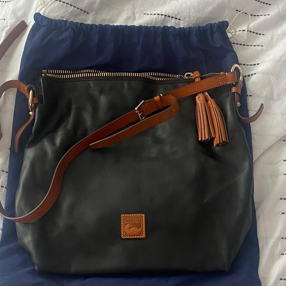 Dooney & Bourke Black and Brown Leather Shoulder Bag